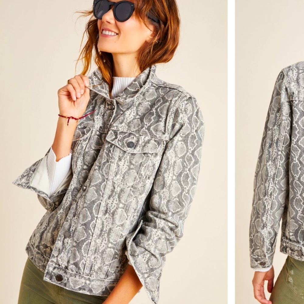 Anthropologie Gray Snake Print Jacket